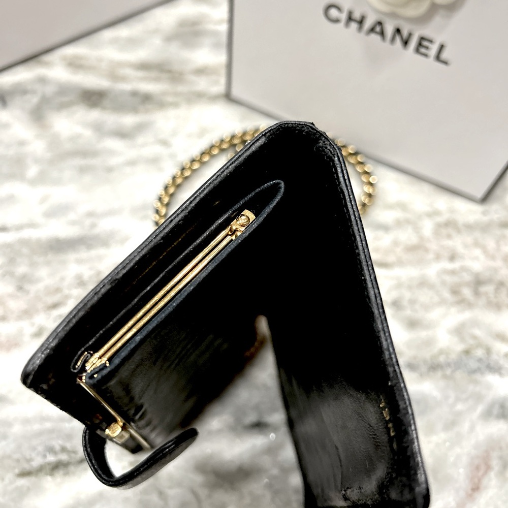 Chanel Authentic CC Black Calfskin Caviar Long Wallet - Picture 7 of 14